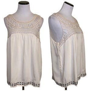 Love Stitch white crochet detail tank top large